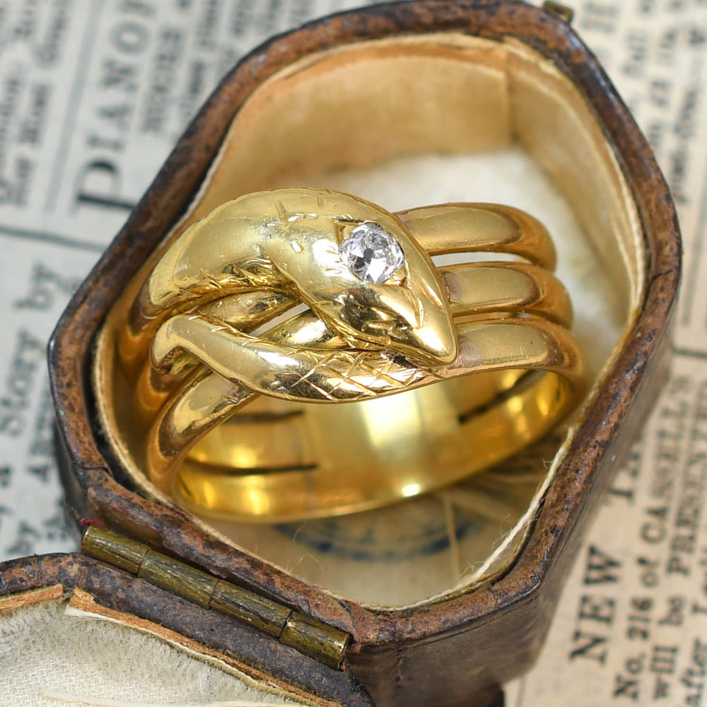 Antique French Diamond Coiled Snake Ring