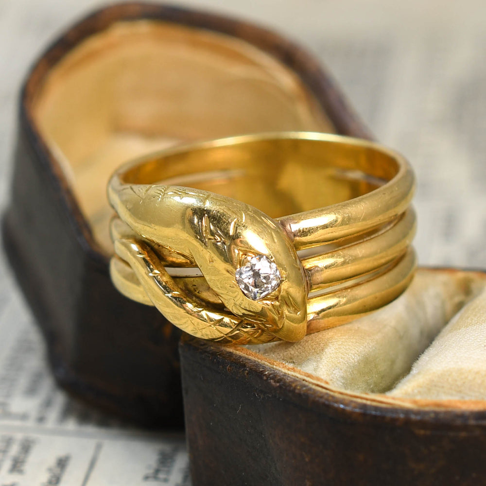 Antique French Diamond Coiled Snake Ring