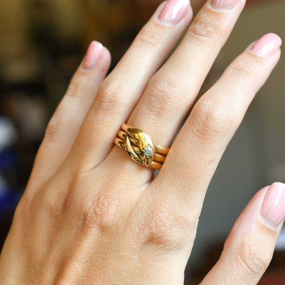 Antique French Diamond Coiled Snake Ring
