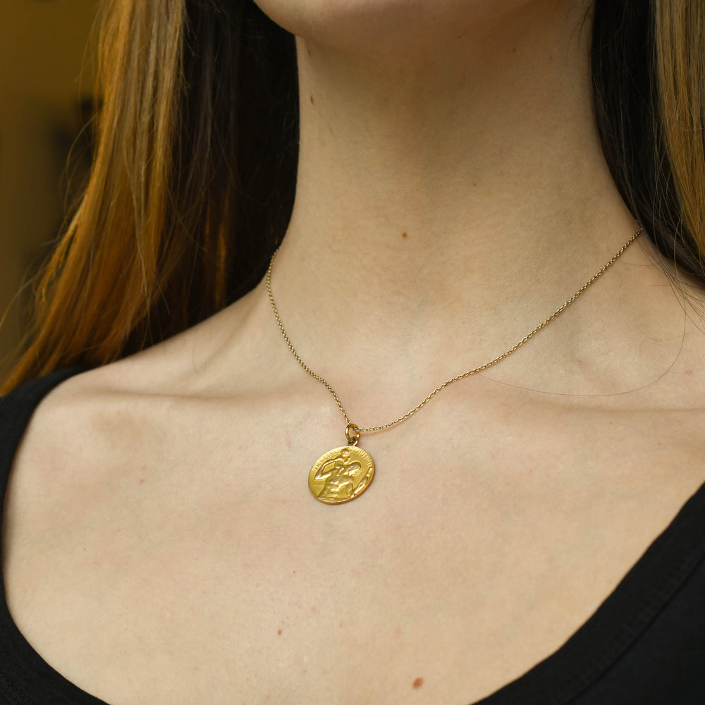 Vintage Gold St Christopher Medallion by Paul Vincze