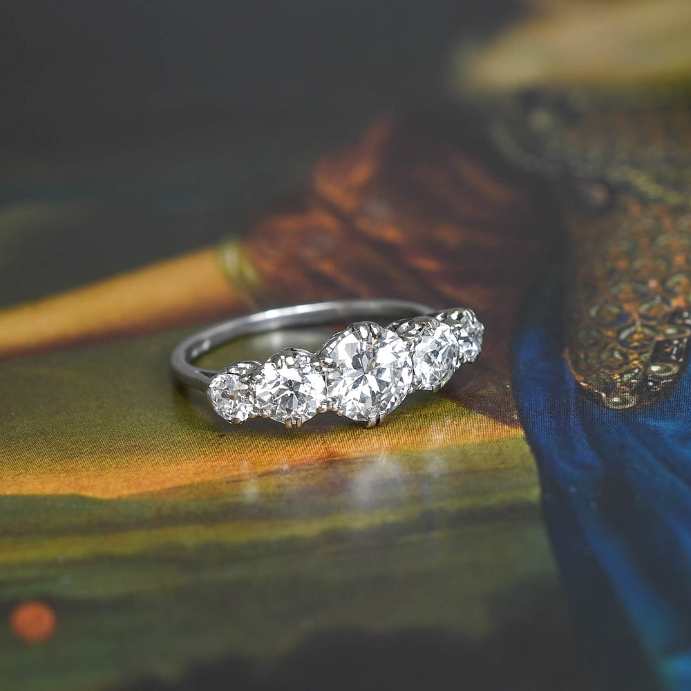 Art Deco 3.4ct Diamond 5-Stone Half-Hoop Ring
