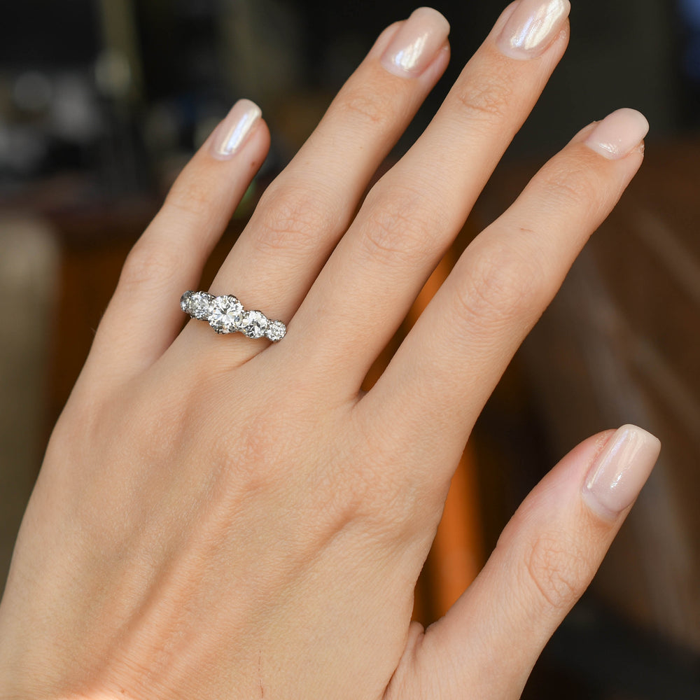 Art Deco 3.4ct Diamond 5-Stone Half-Hoop Ring