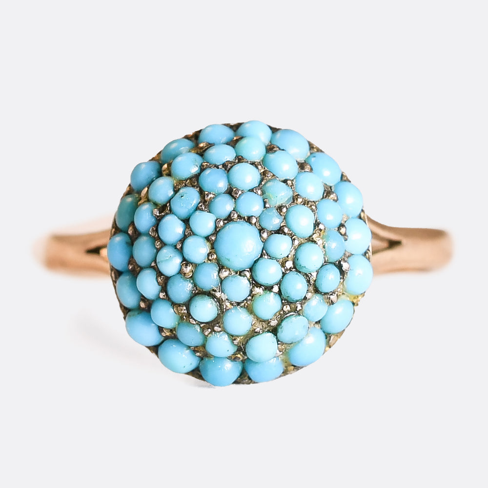 Victorian Pavé Turquoise Bombé Ring