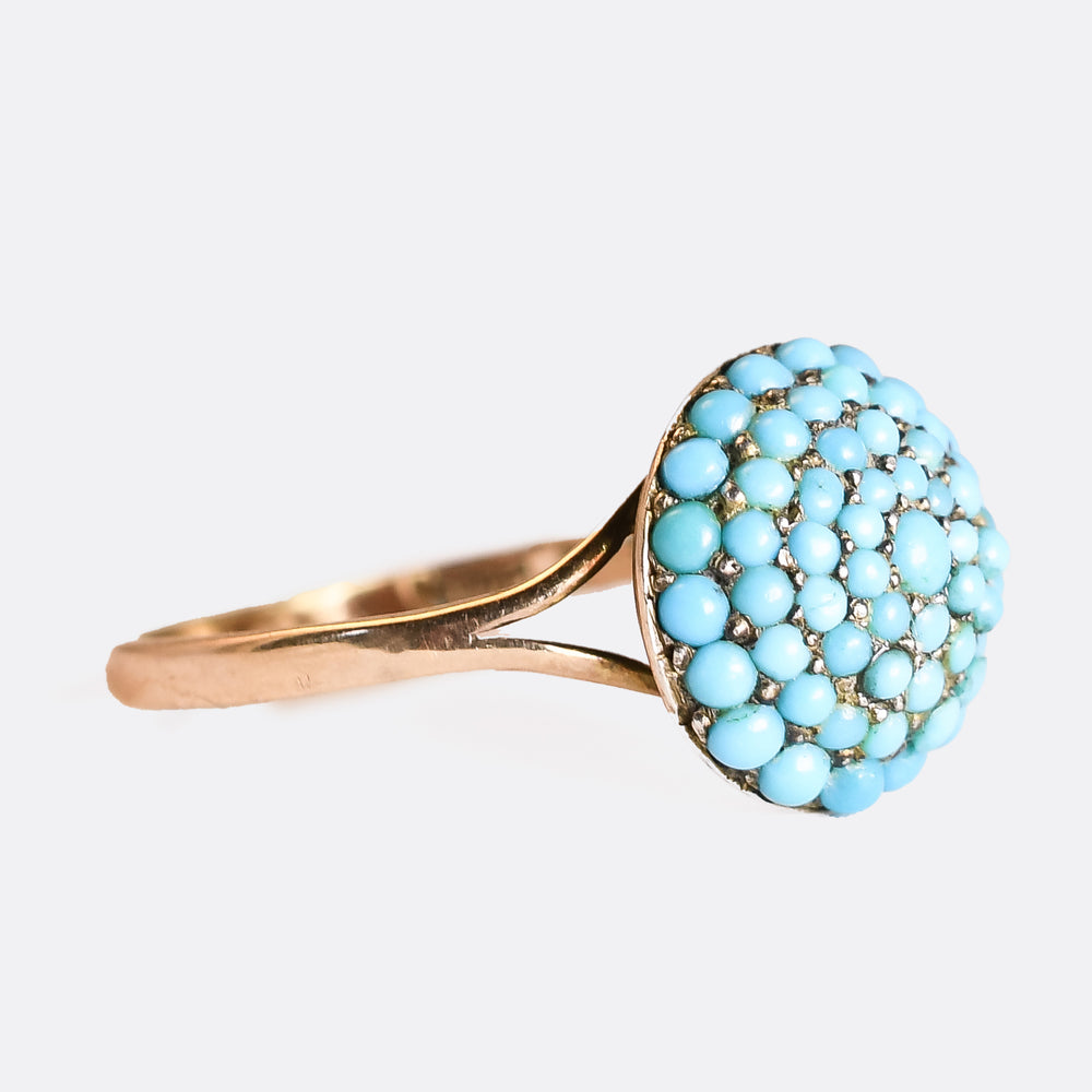 Victorian Pavé Turquoise Bombé Ring