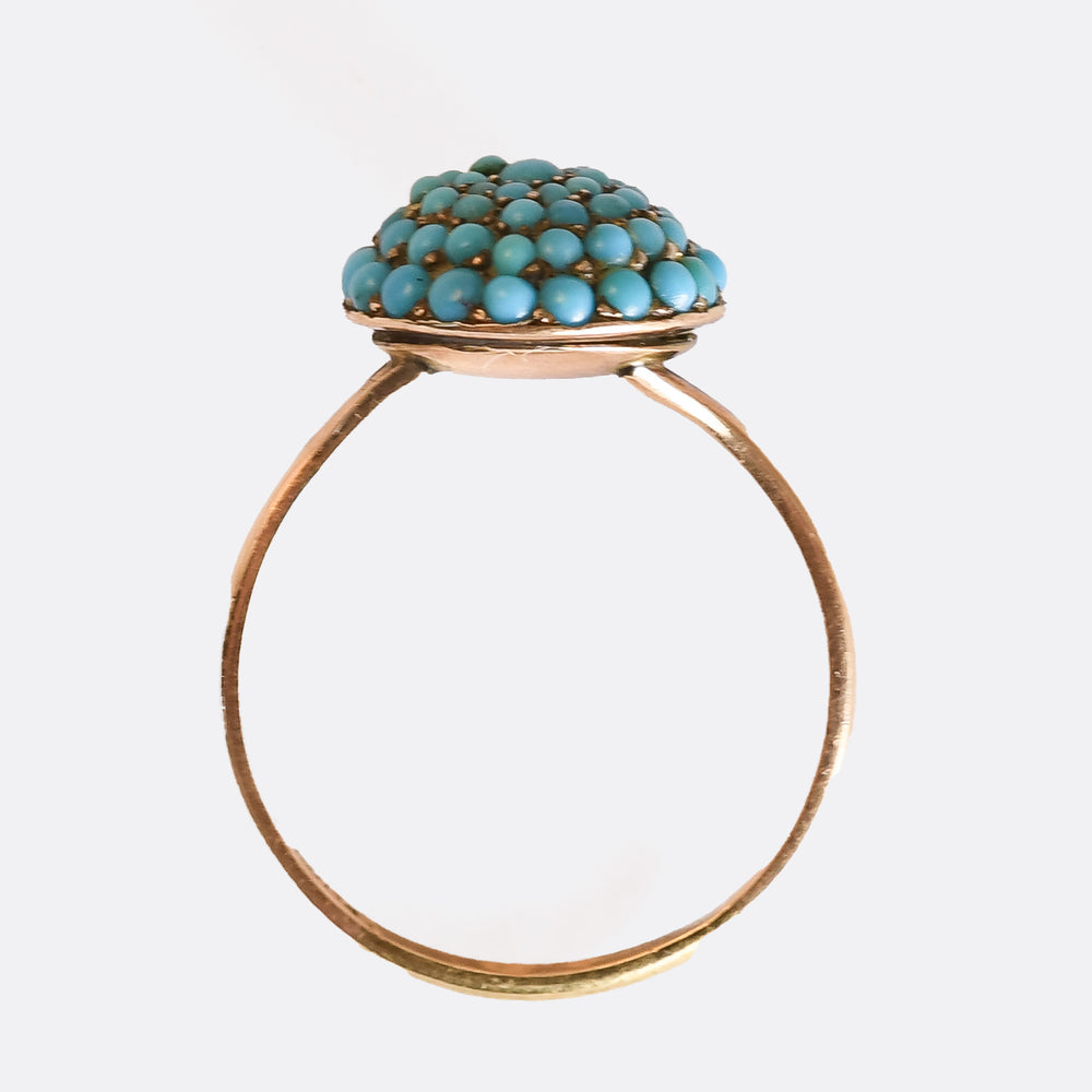 Victorian Pavé Turquoise Bombé Ring