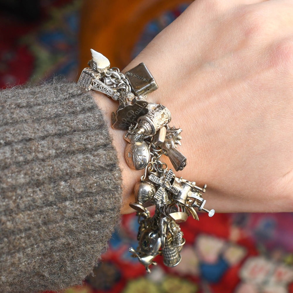 Vintage Fully Loaded Silver Charm Bracelet