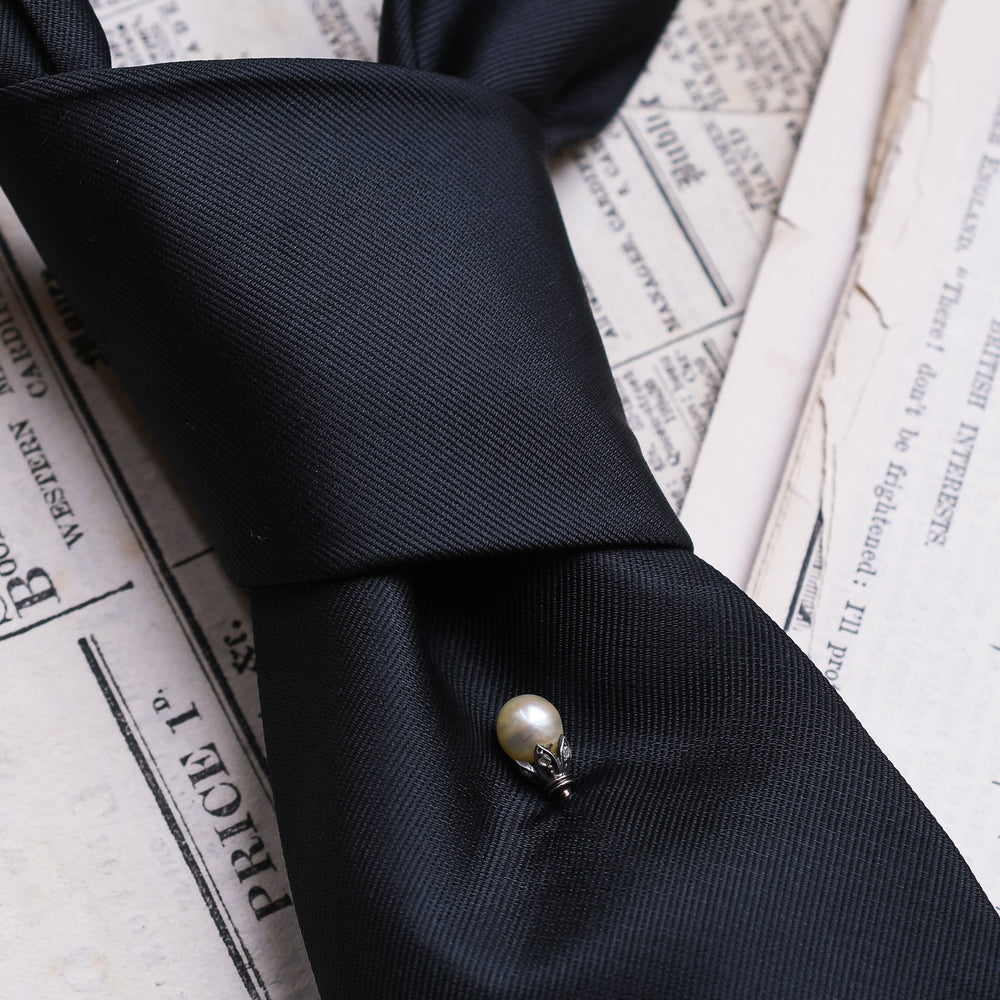 Victorian Natural Pearl & Diamond Tie Pin