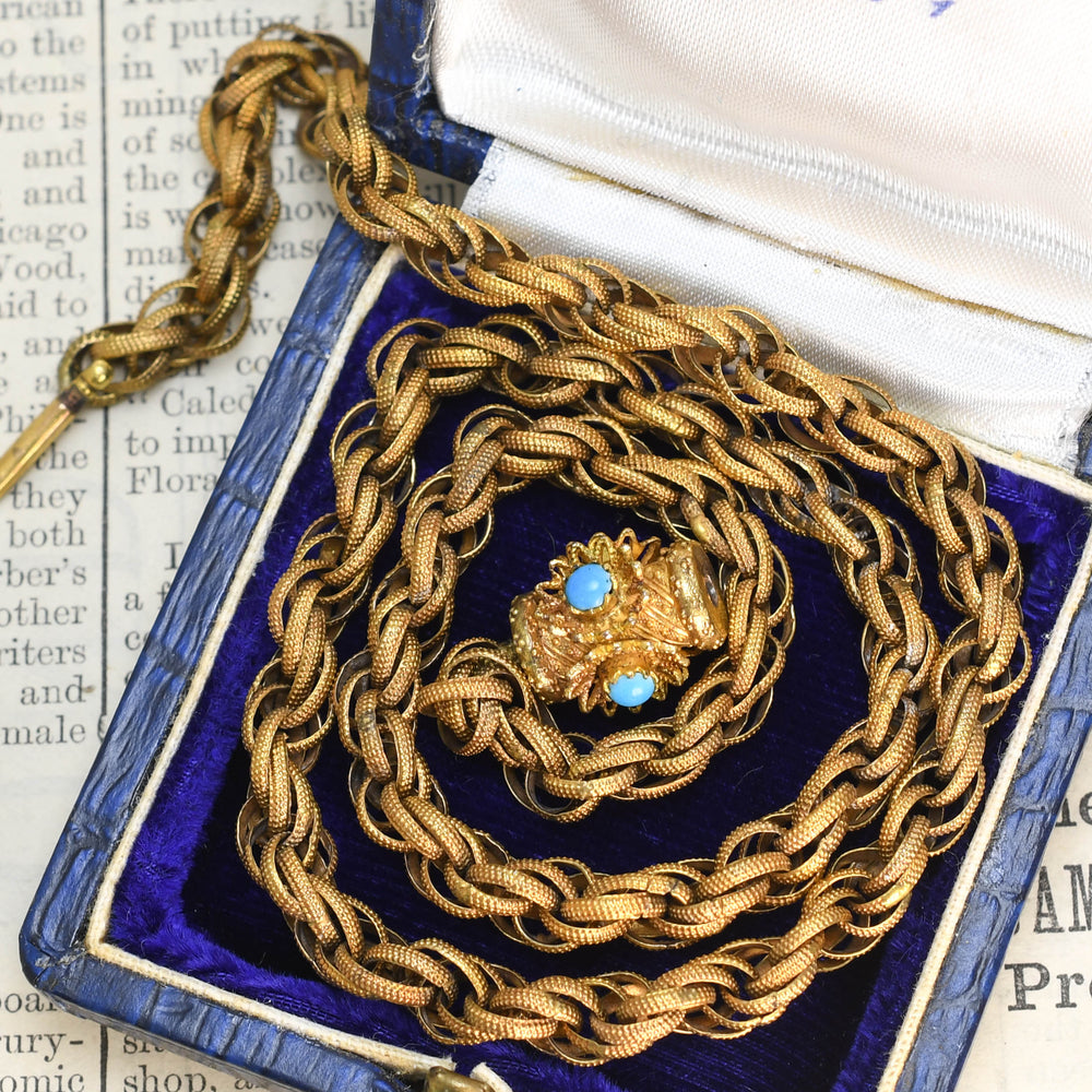 Georgian Pinchbeck Chain With Turquoise Clasp