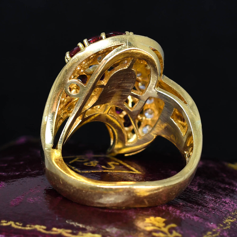 Vintage Ruby & Diamond Swirling Cocktail Ring by Kutchinksy