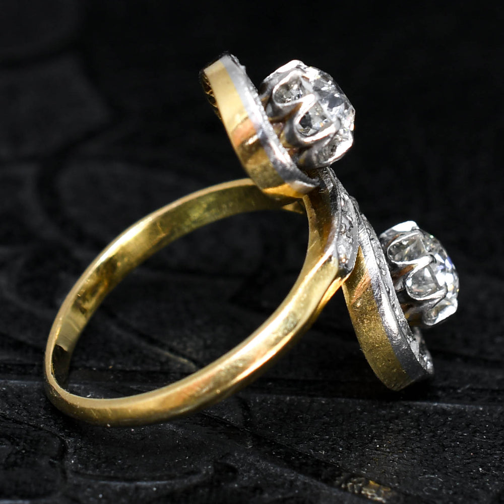 French Art Nouveau Diamond Toi et Moi Ring