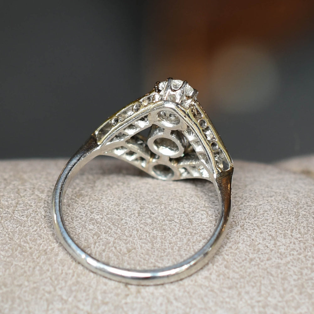 Art Deco Diamond Openwork Trilogy Ring
