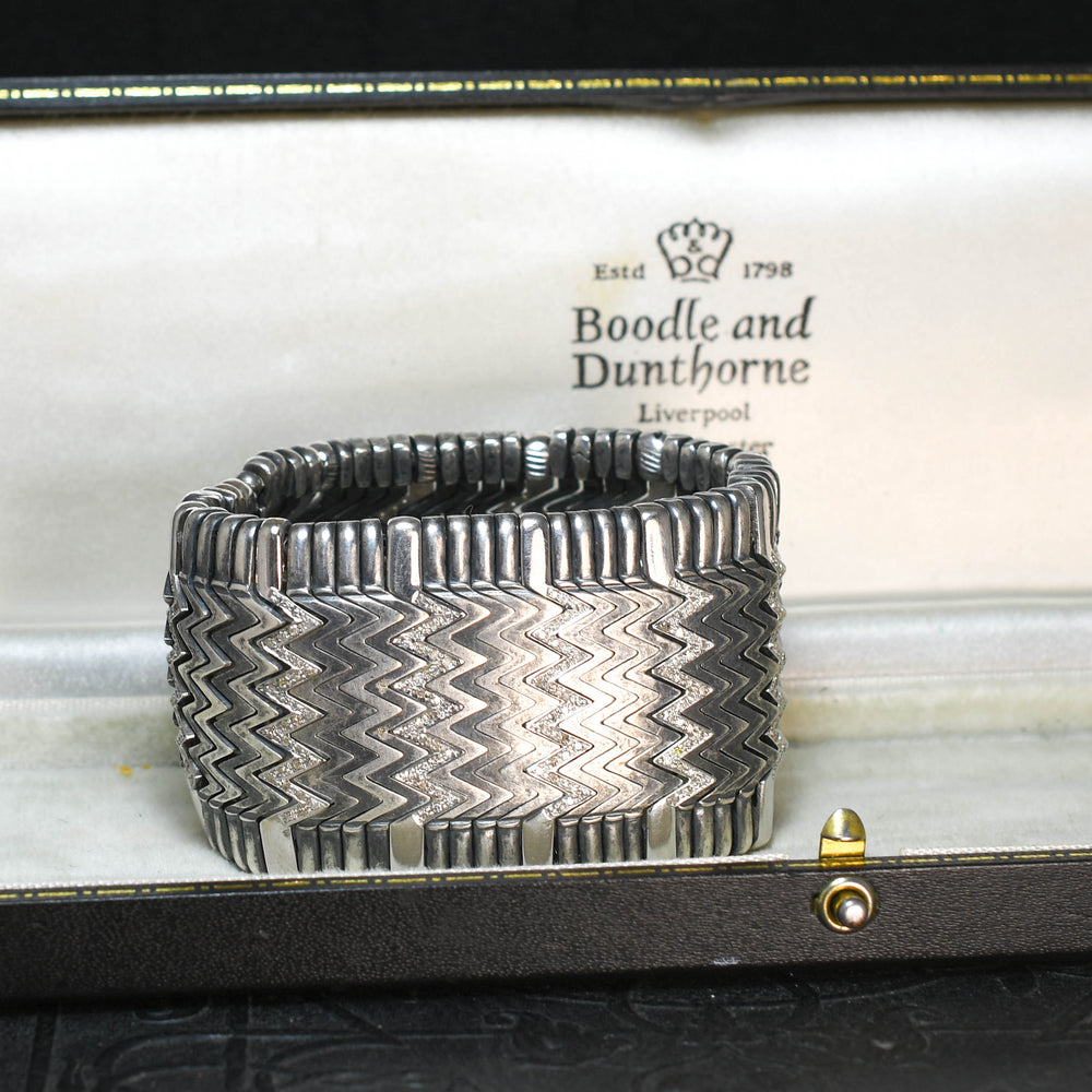 Vintage Diamond & Sterling Silver Statement Bracelet