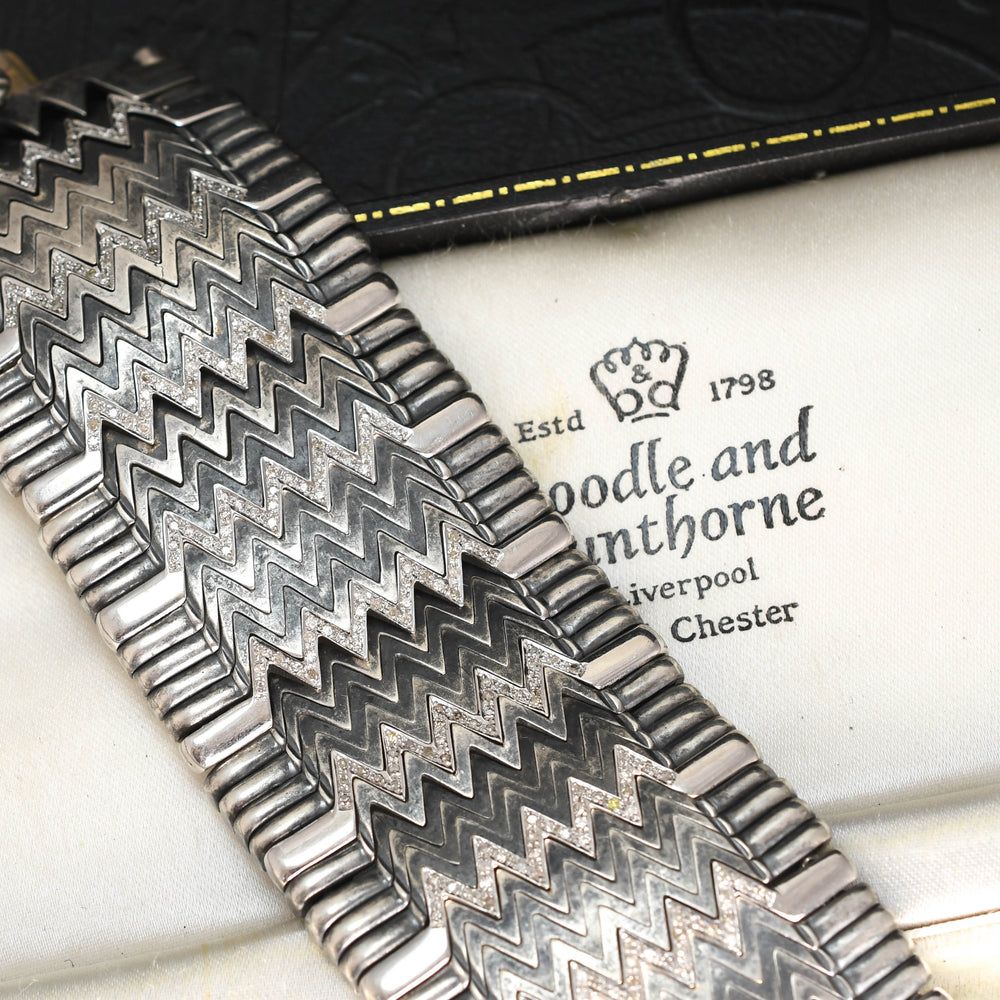Vintage Diamond & Sterling Silver Statement Bracelet