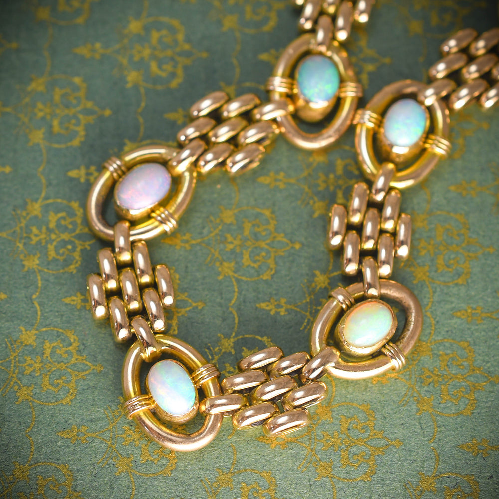 Edwardian Opal 15k Gold Gate-Link Bracelet
