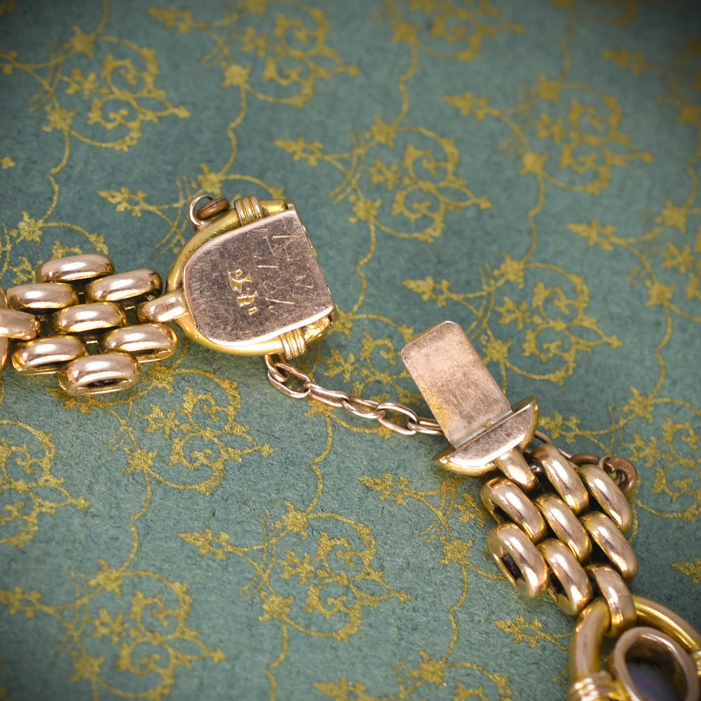 Edwardian Opal 15k Gold Gate-Link Bracelet