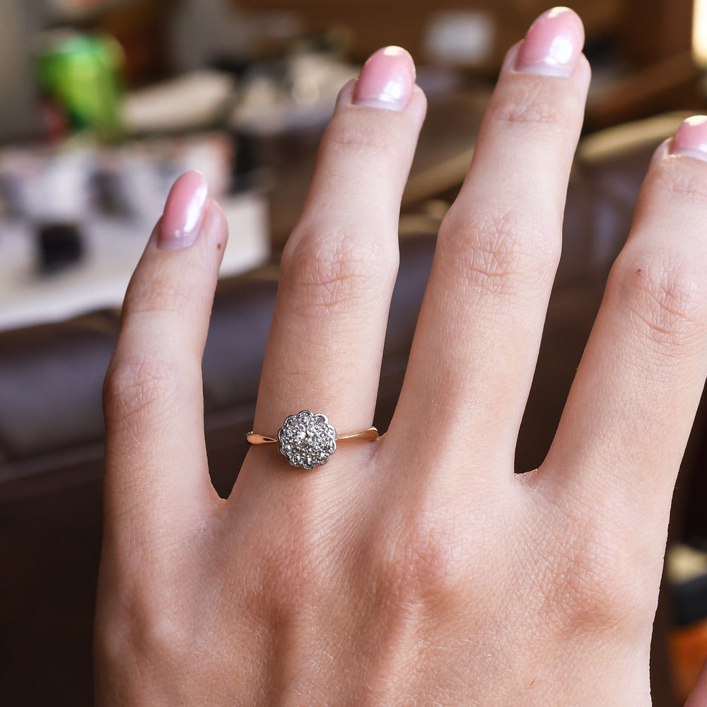 Art Deco Diamond Flower Cluster Ring
