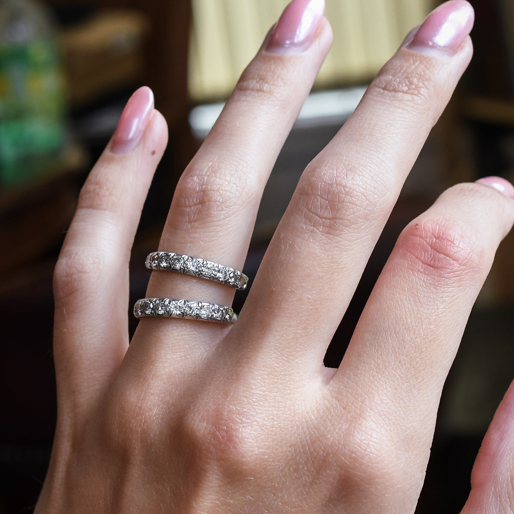 Art Deco Pair of Diamond Stacking Bands