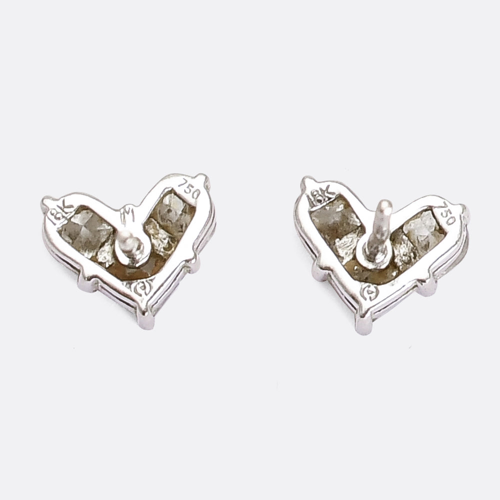 Vintage Diamond Heart Earrings