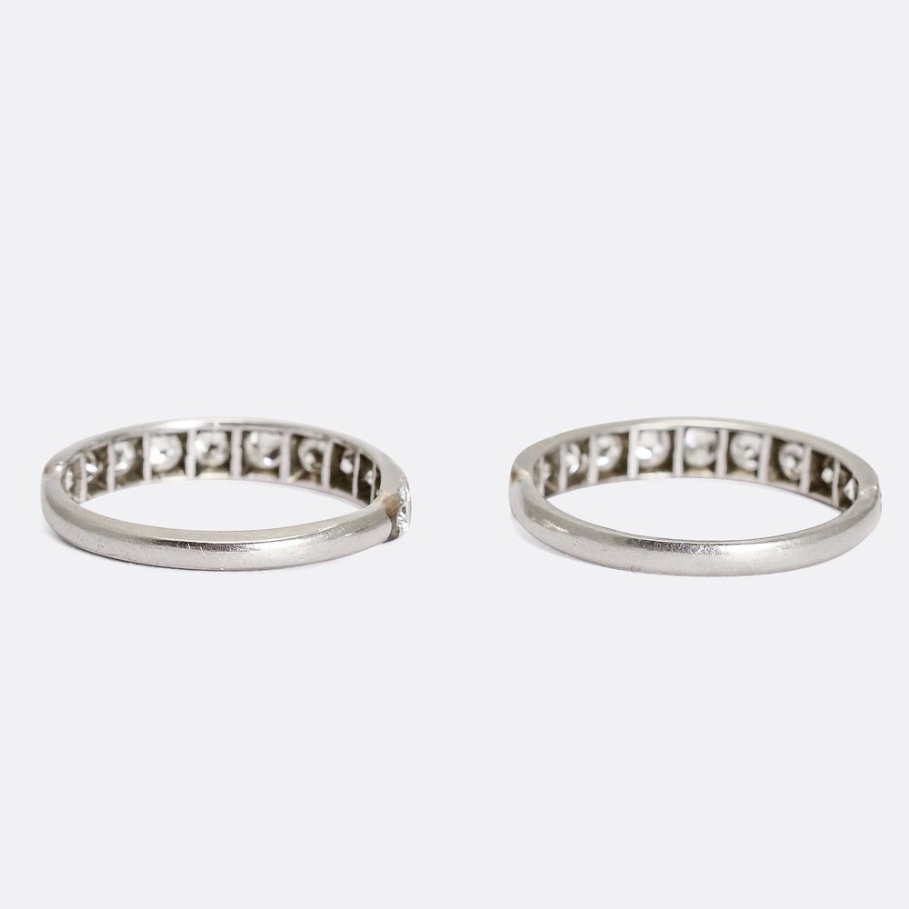 Art Deco Pair of Diamond Stacking Bands