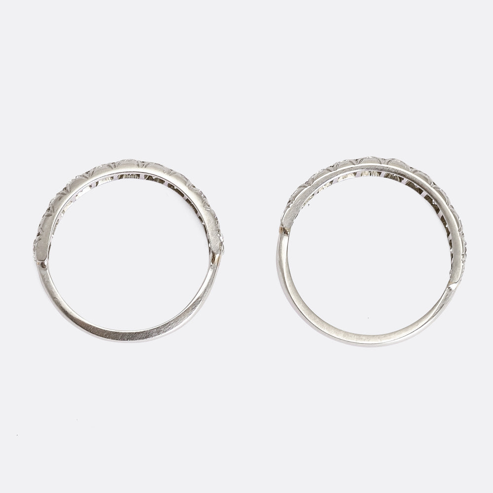 Art Deco Pair of Diamond Stacking Bands