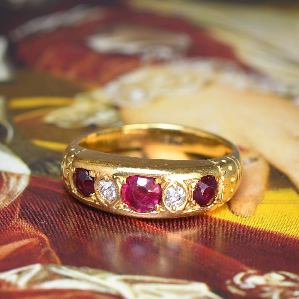 Late Victorian Ruby & Diamond 18k Gold Cigar Band