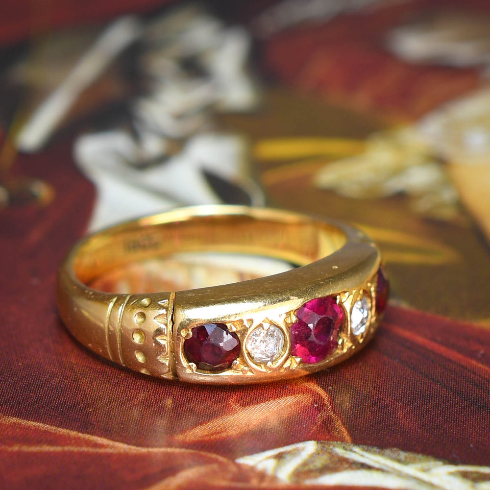 Late Victorian Ruby & Diamond 18k Gold Cigar Band