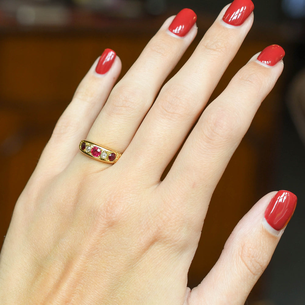 Late Victorian Ruby & Diamond 18k Gold Cigar Band