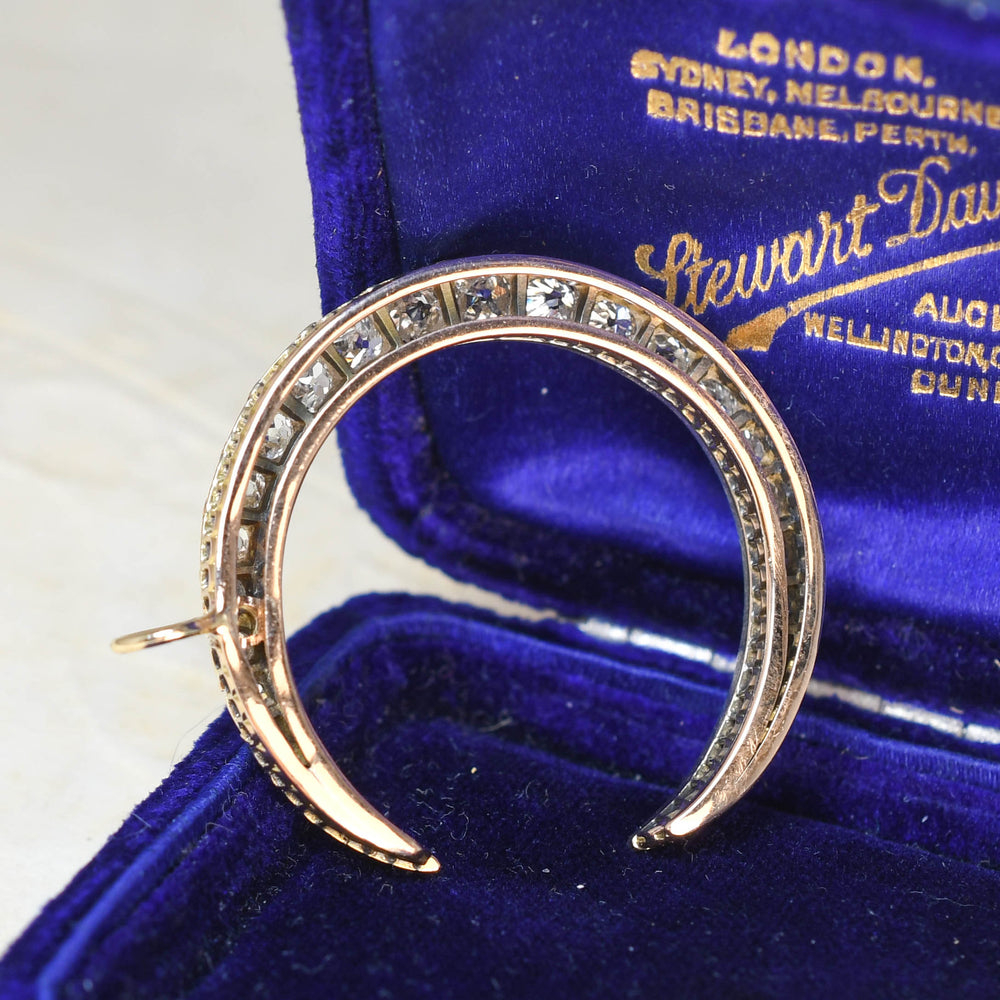 Edwardian Boxed Diamond Crescent Pendant