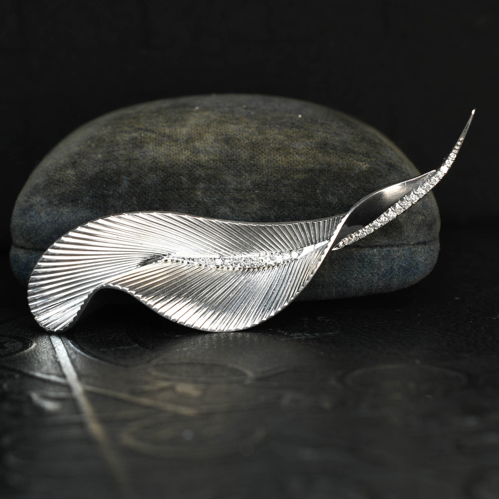 Art Deco French Diamond Feather Pin