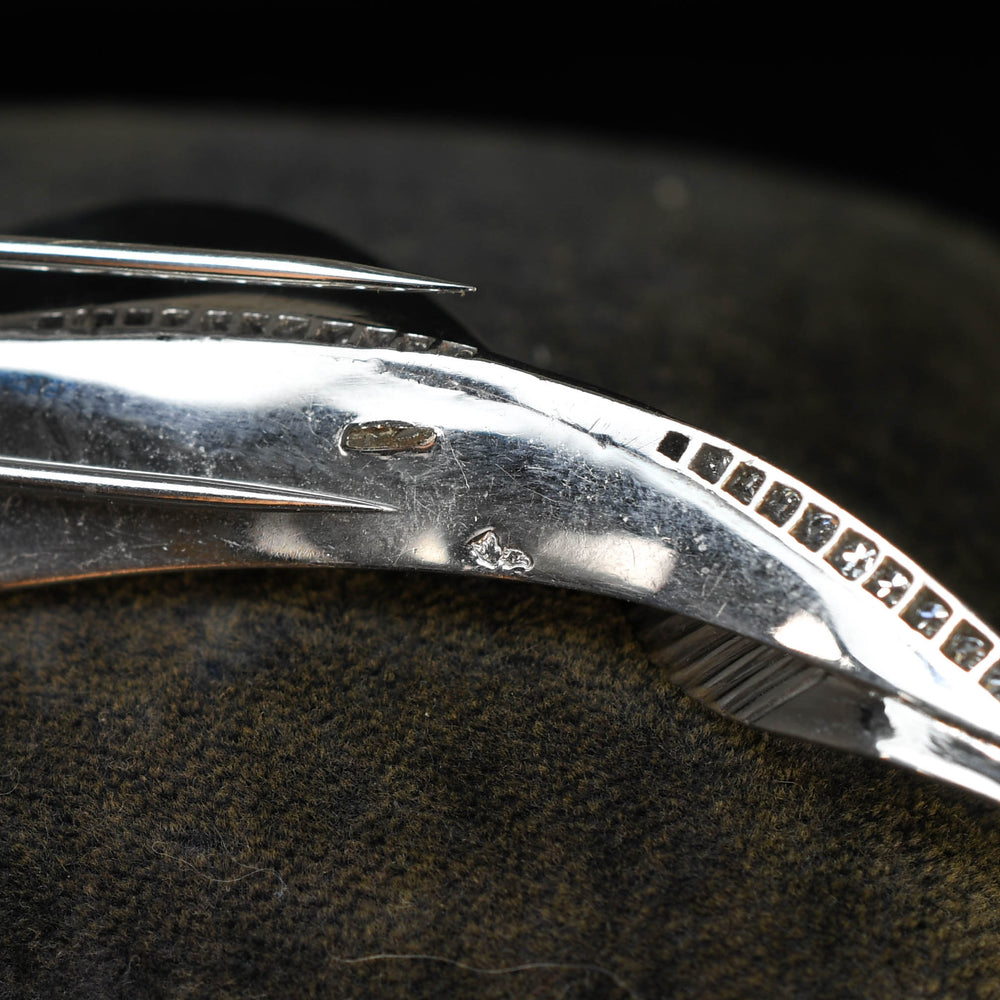 Art Deco French Diamond Feather Pin