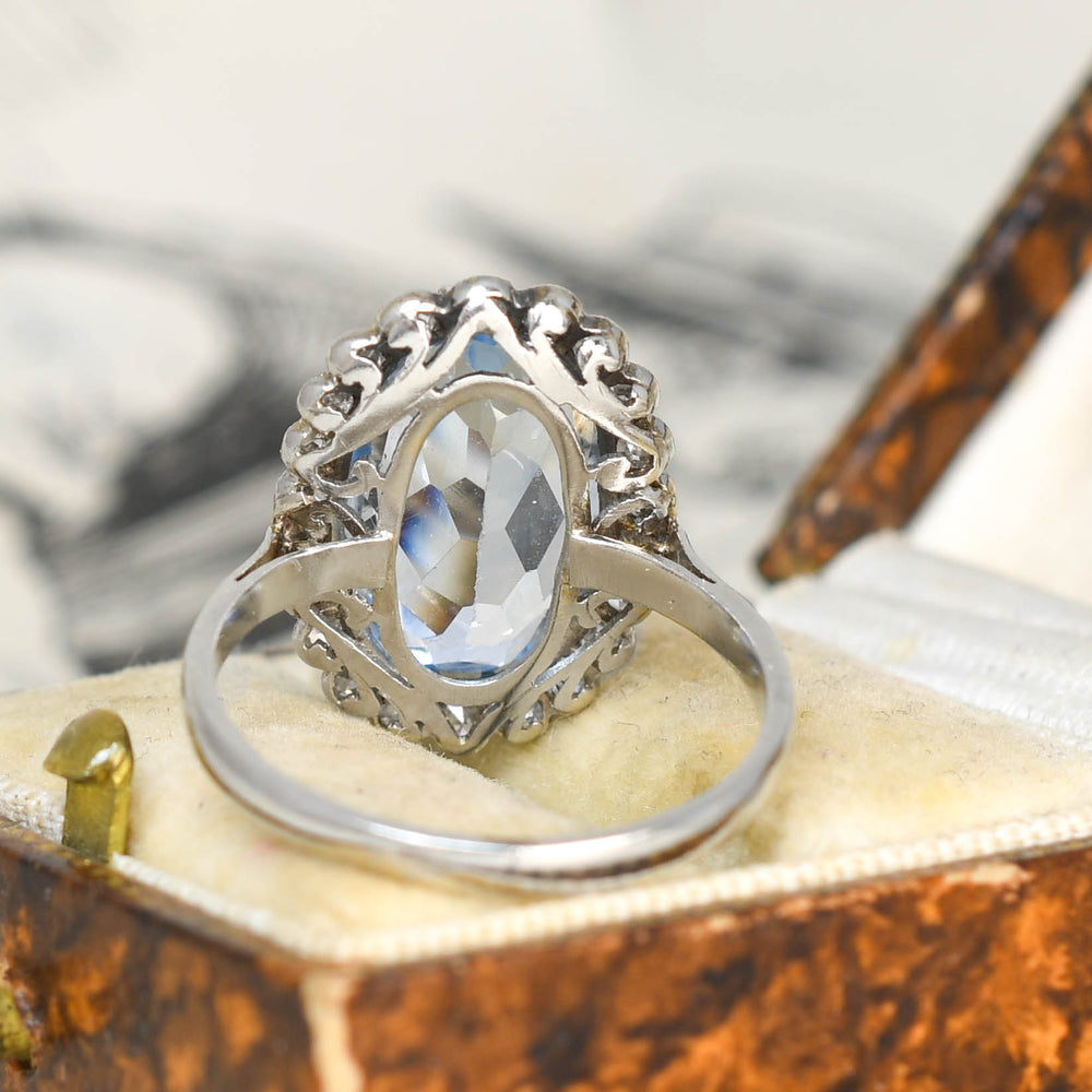 Edwardian 5.36ct Blue Spinel & Diamond Cluster Ring