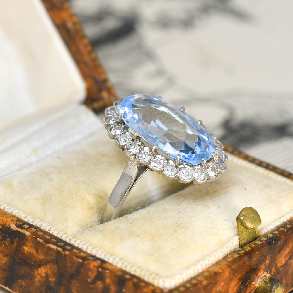Edwardian 5.36ct Blue Spinel & Diamond Cluster Ring