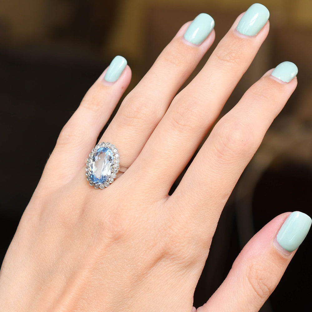 Edwardian 5.36ct Blue Spinel & Diamond Cluster Ring
