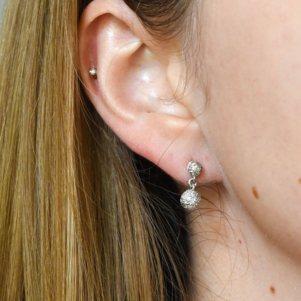 Art Deco Diamond Orb Drop Earrings