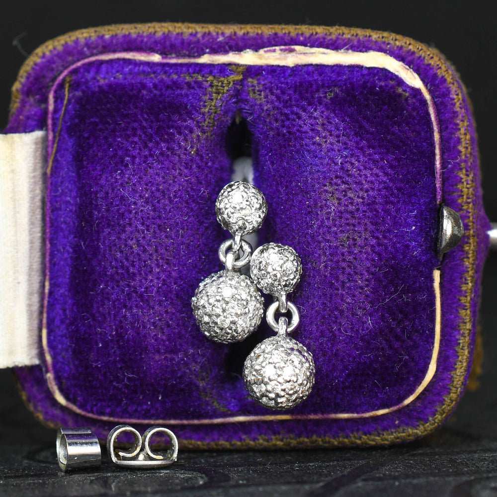 Art Deco Diamond Orb Drop Earrings
