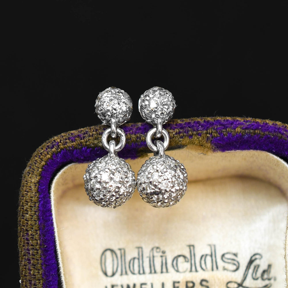 Art Deco Diamond Orb Drop Earrings