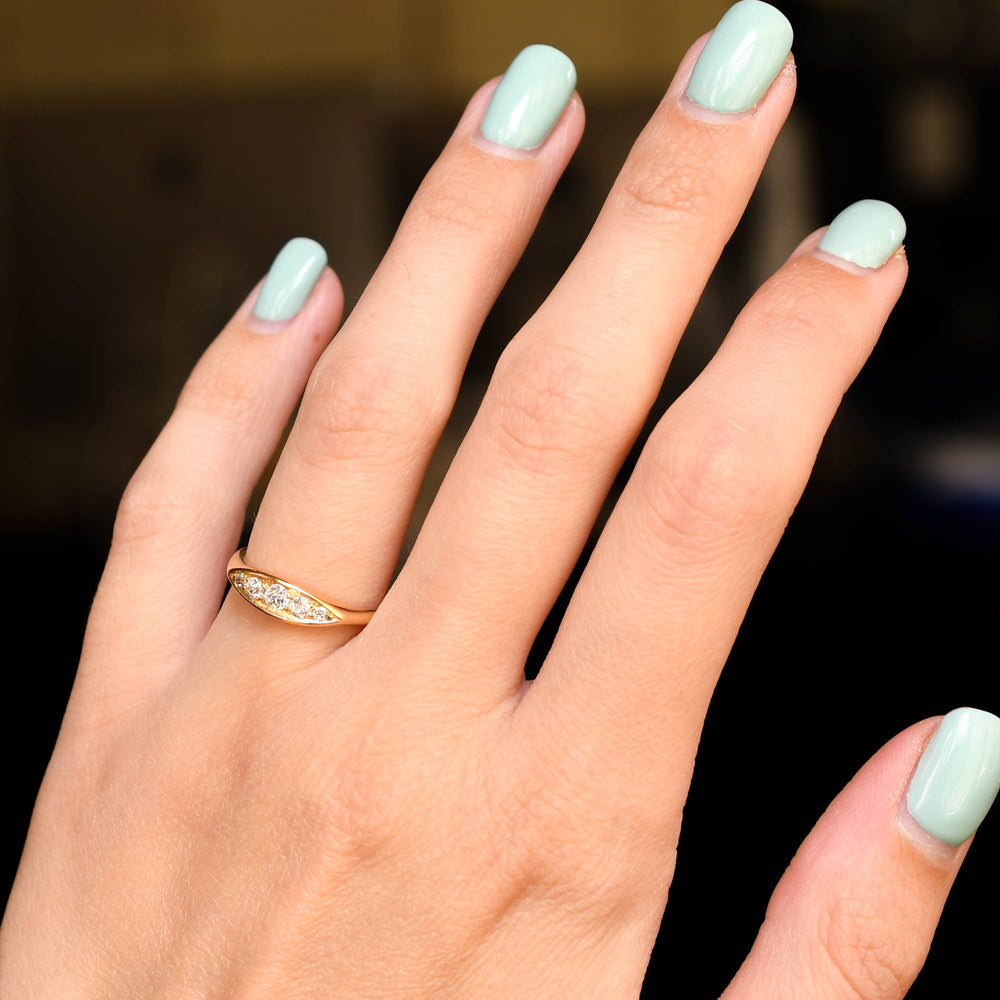 Art Deco 5-Stone Diamond Boat Ring