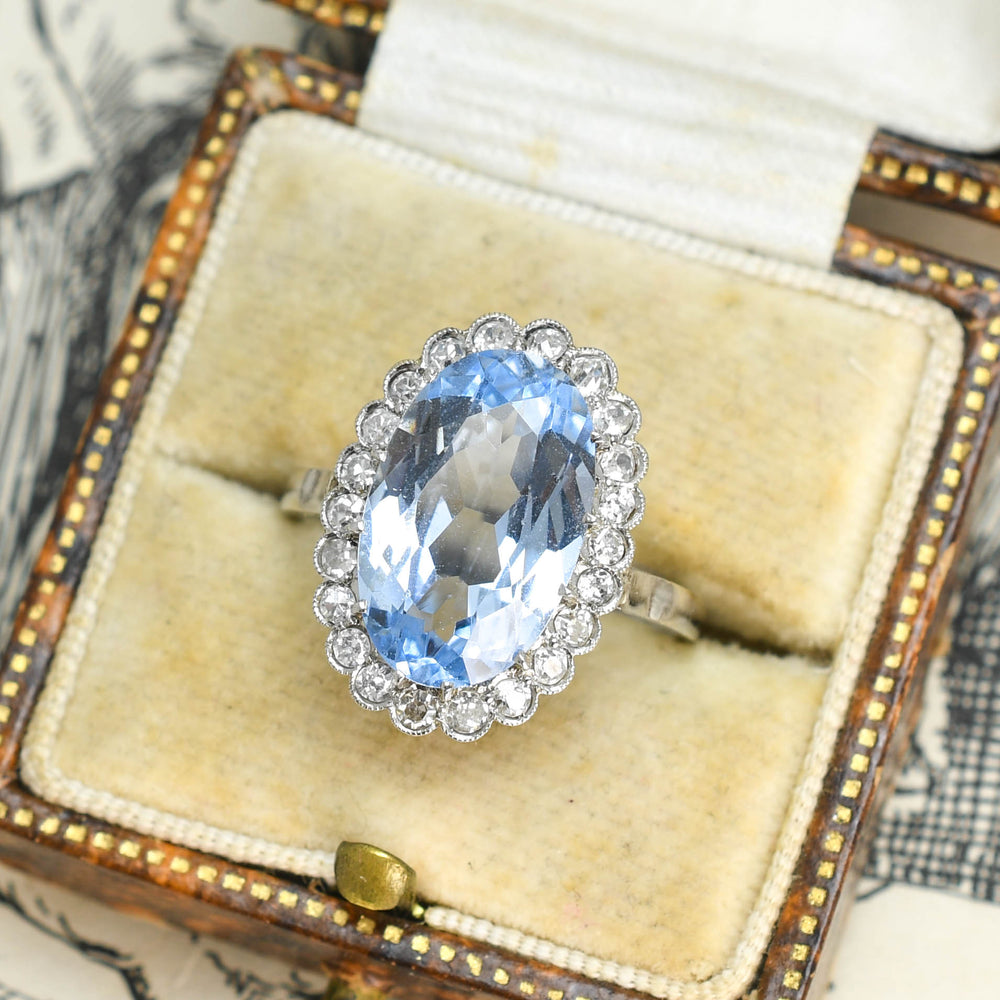 Edwardian 5.36ct Blue Spinel & Diamond Cluster Ring