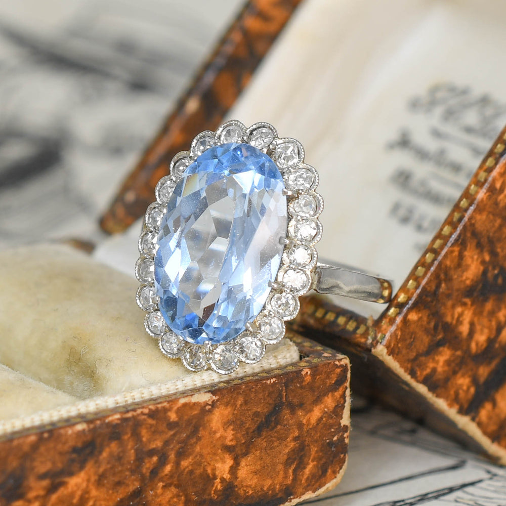 Edwardian 5.36ct Blue Spinel & Diamond Cluster Ring
