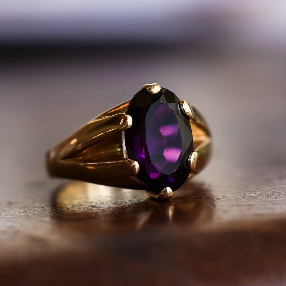 Victorian Almandine Garnet Solitaire Ring