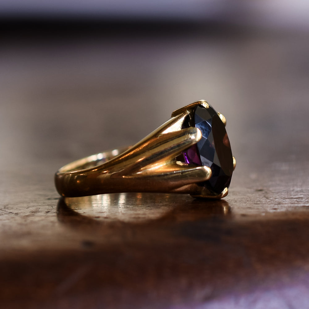 Victorian Almandine Garnet Solitaire Ring
