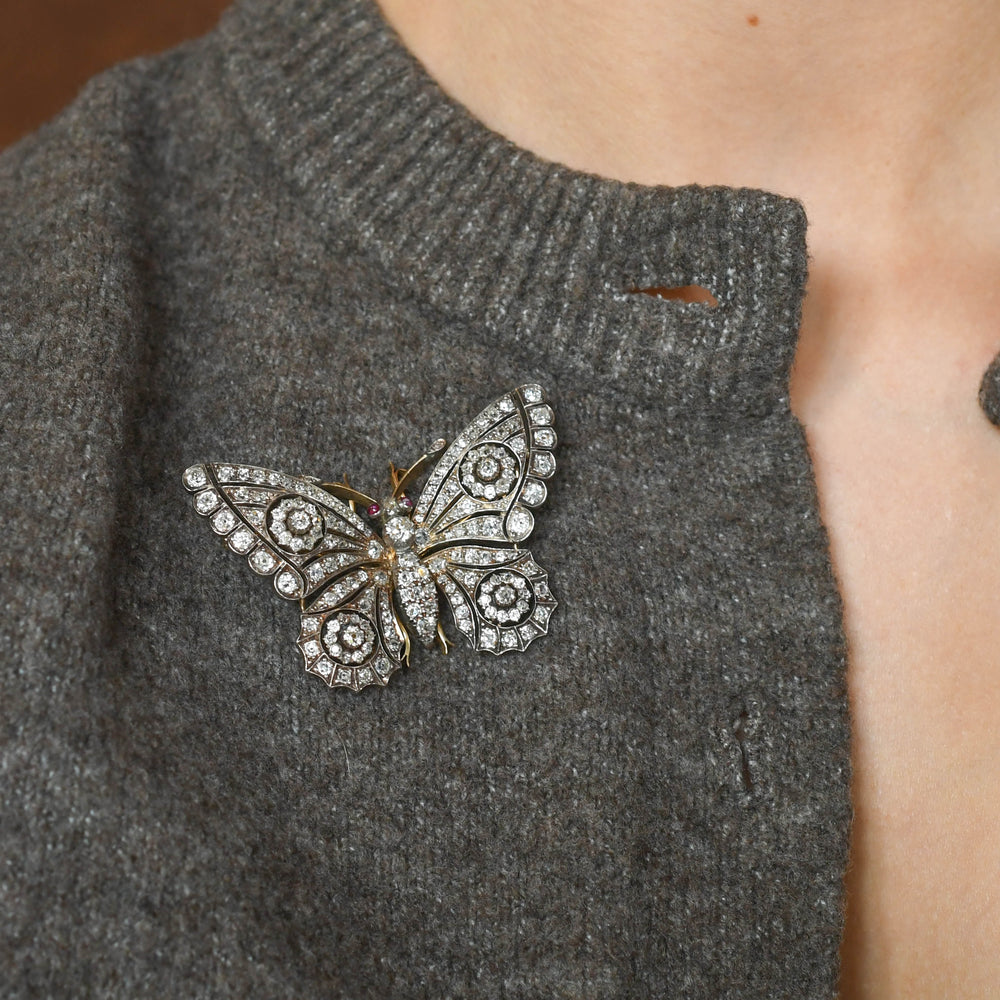 Victorian 3.9ct Diamond Butterfly Brooch