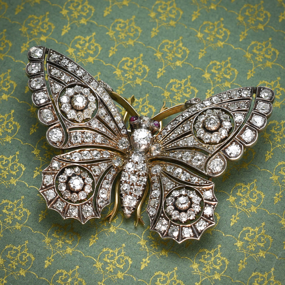 Victorian 3.9ct Diamond Butterfly Brooch