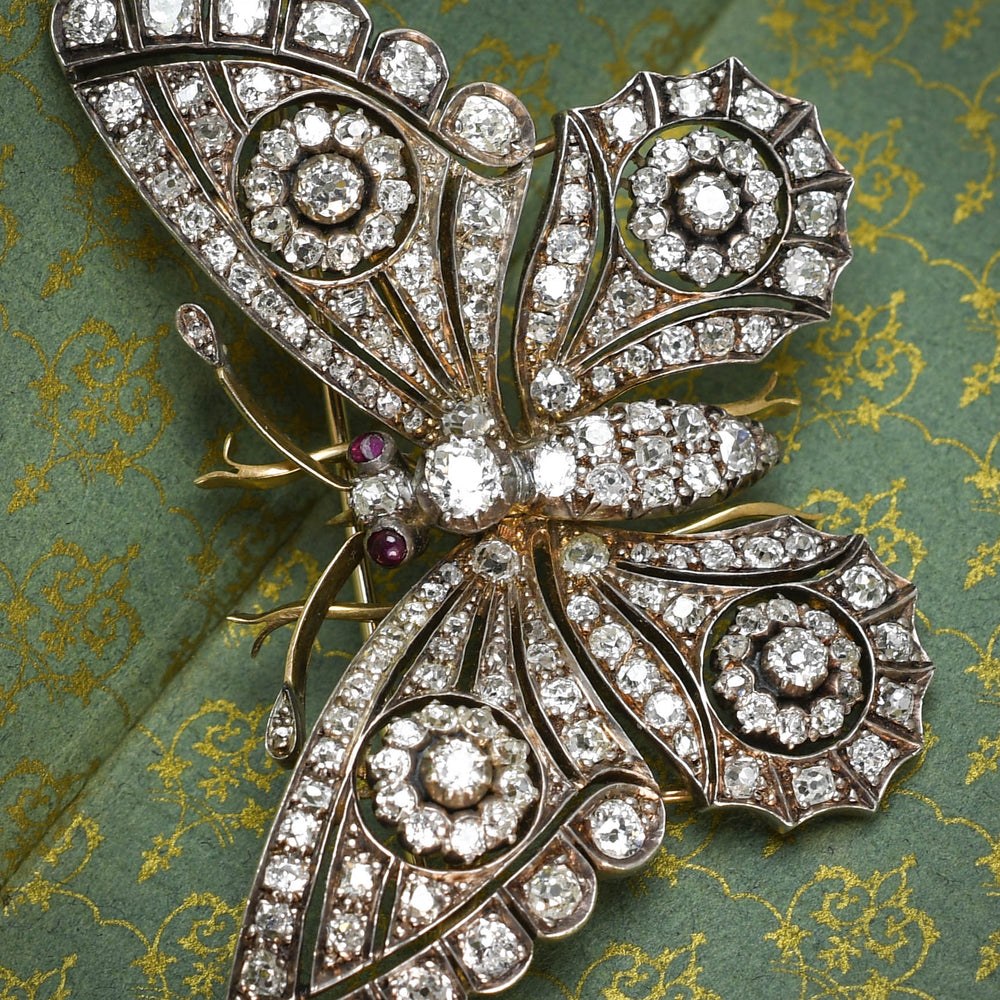 Victorian 3.9ct Diamond Butterfly Brooch