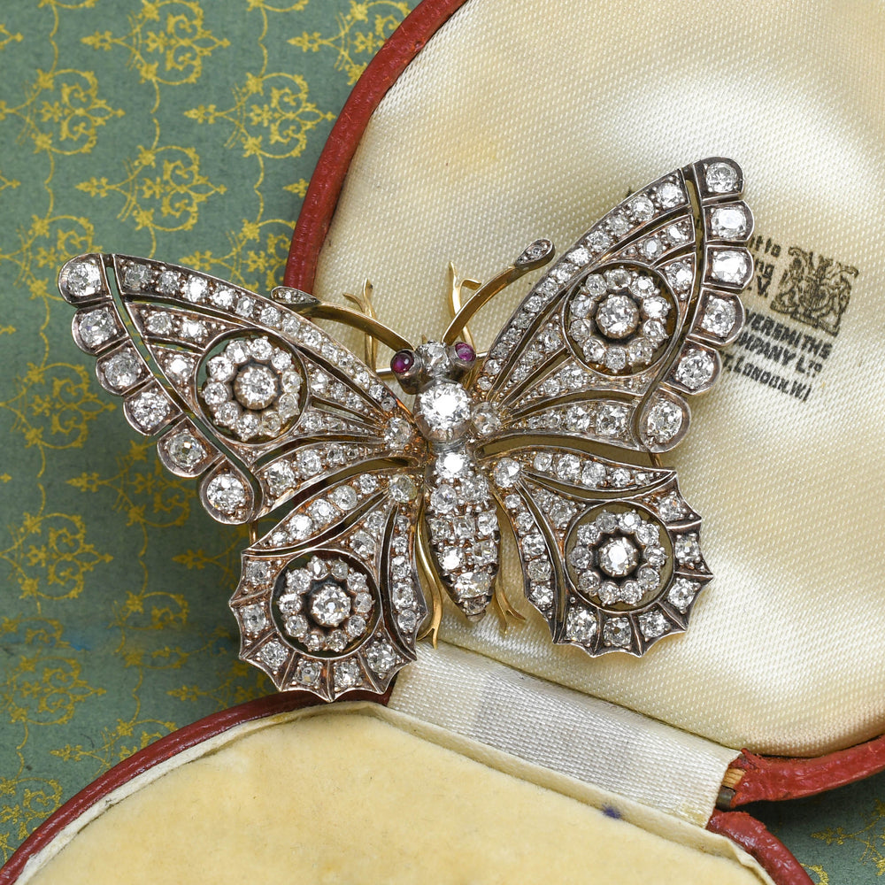 Victorian 3.9ct Diamond Butterfly Brooch