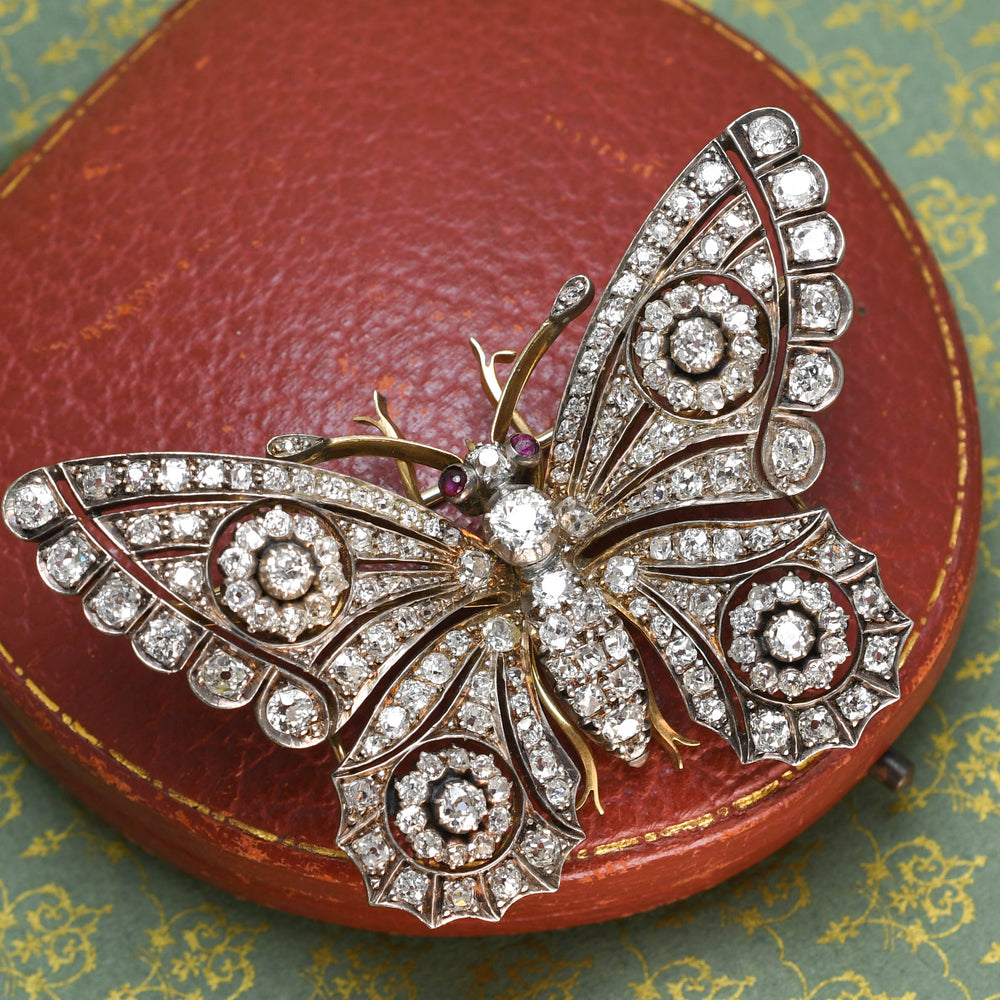 Victorian 3.9ct Diamond Butterfly Brooch