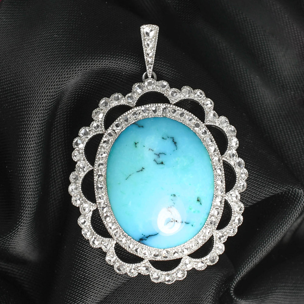 Edwardian Turquoise & Diamond Pendant