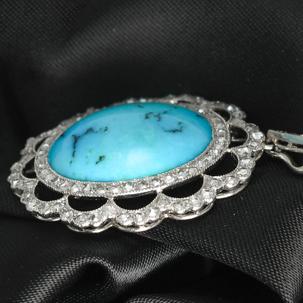 Edwardian Turquoise & Diamond Pendant