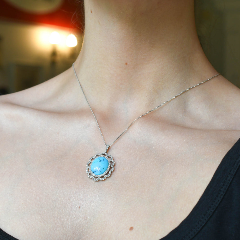 Edwardian Turquoise & Diamond Pendant
