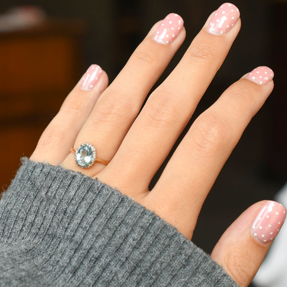 Late Victorian Aquamarine & Diamond Cluster Ring